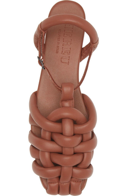 HEREU Cabersa Brown Woven Slingback Fisherman Ssense Leather Flat Sandal Shoe 41