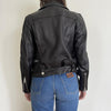 ACNE STUDIOS	Mock Black Leather Asymmetric Zip Belted Moto Biker Jacket 36/4