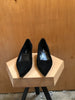 FENDI Vtg Black Suede Leather FF Zucca Monogram Pointed Toe Kitten Heel 36.5/7