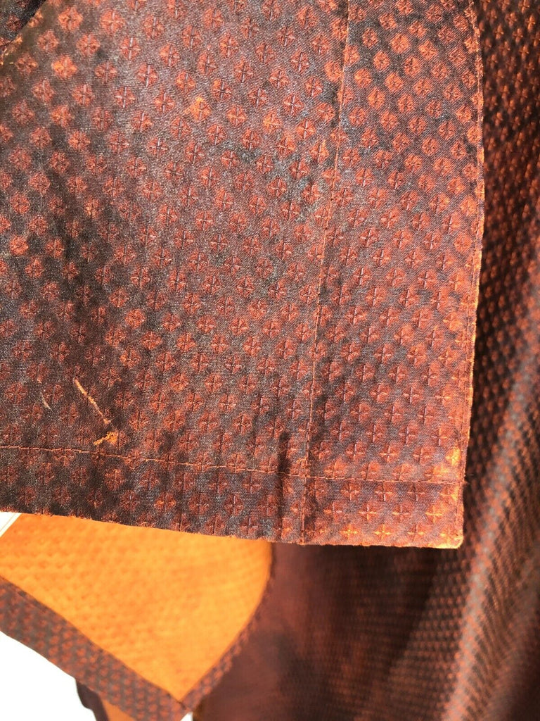 SOPHIE HONG	Rare Dark Brown Orange Snakeskin Embossed Silk Lapel Jacket Coat L