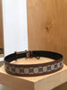 GUCCI GG Monogram Print Beige Brown Leather Canvas Bamboo Waist Belt 75/30