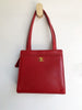 CHANEL - Vtg 1997-1999 Red Caviar Leather  Gold CC Tote Shoulder Bag Purse