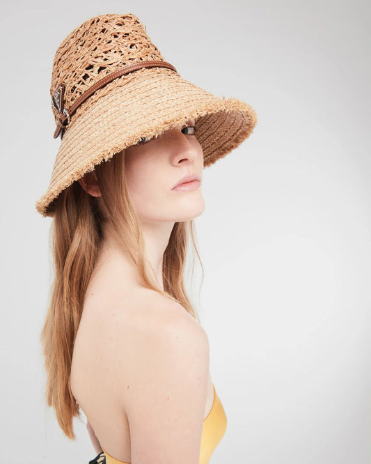 RAFFIA TALL BUCKET HAT