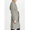 VINCE $800 Pebbled Grey Boucle Tweed Long Wool Belted Jacket Coat S/M/L