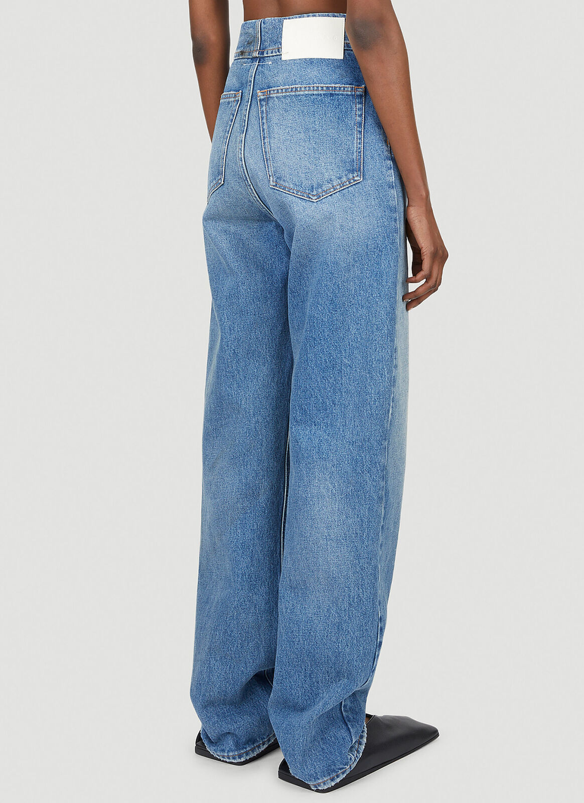 MM6 MARGIELA Spliced High Waisted Light Distressed Baggy Denim Pant Jean 26