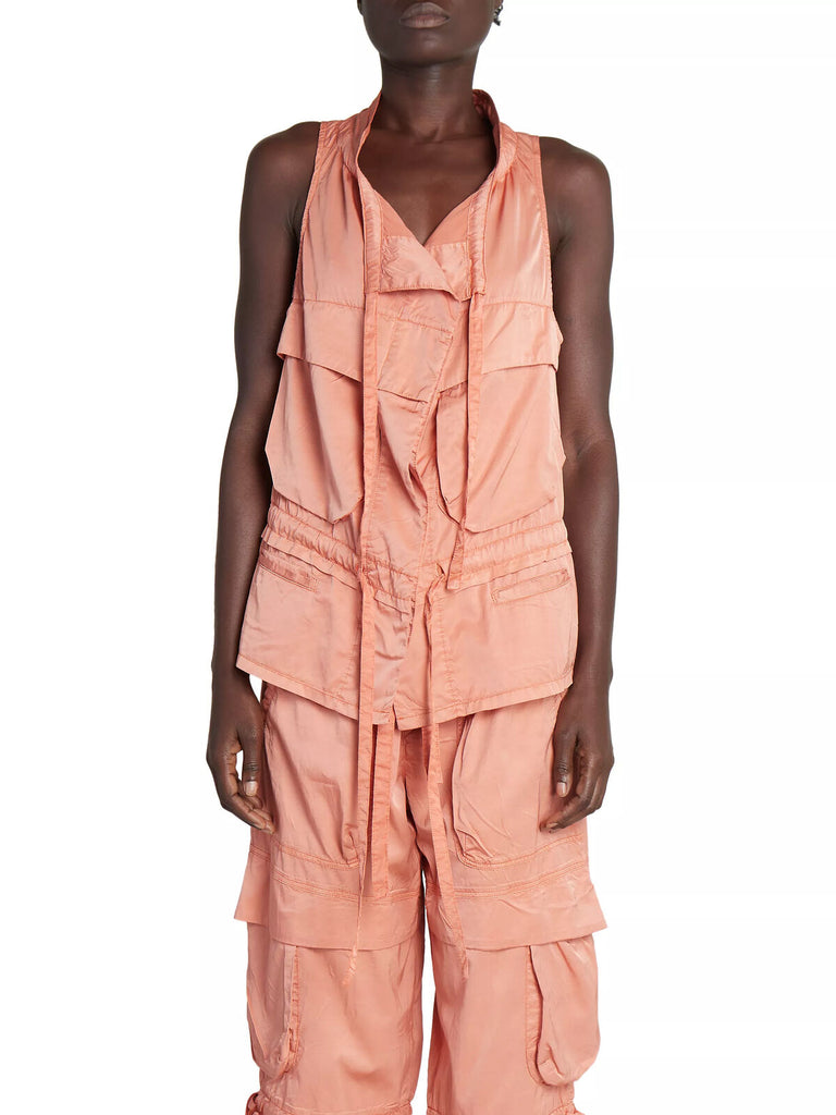 ISABEL MARANT Nadea Peach Button Up Tie Cargo Vest Nazemi Slouch Pant Set 36/4