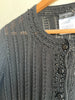 CHANEL Vtg 2002 Black Ribbed Knit Beaded Cotton Viscose Cardigan Sweater 408