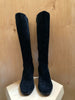 GUCCI Vtg Tom Ford Black Suede Leather Interlocking GG Logo Knee High Boot 37.5