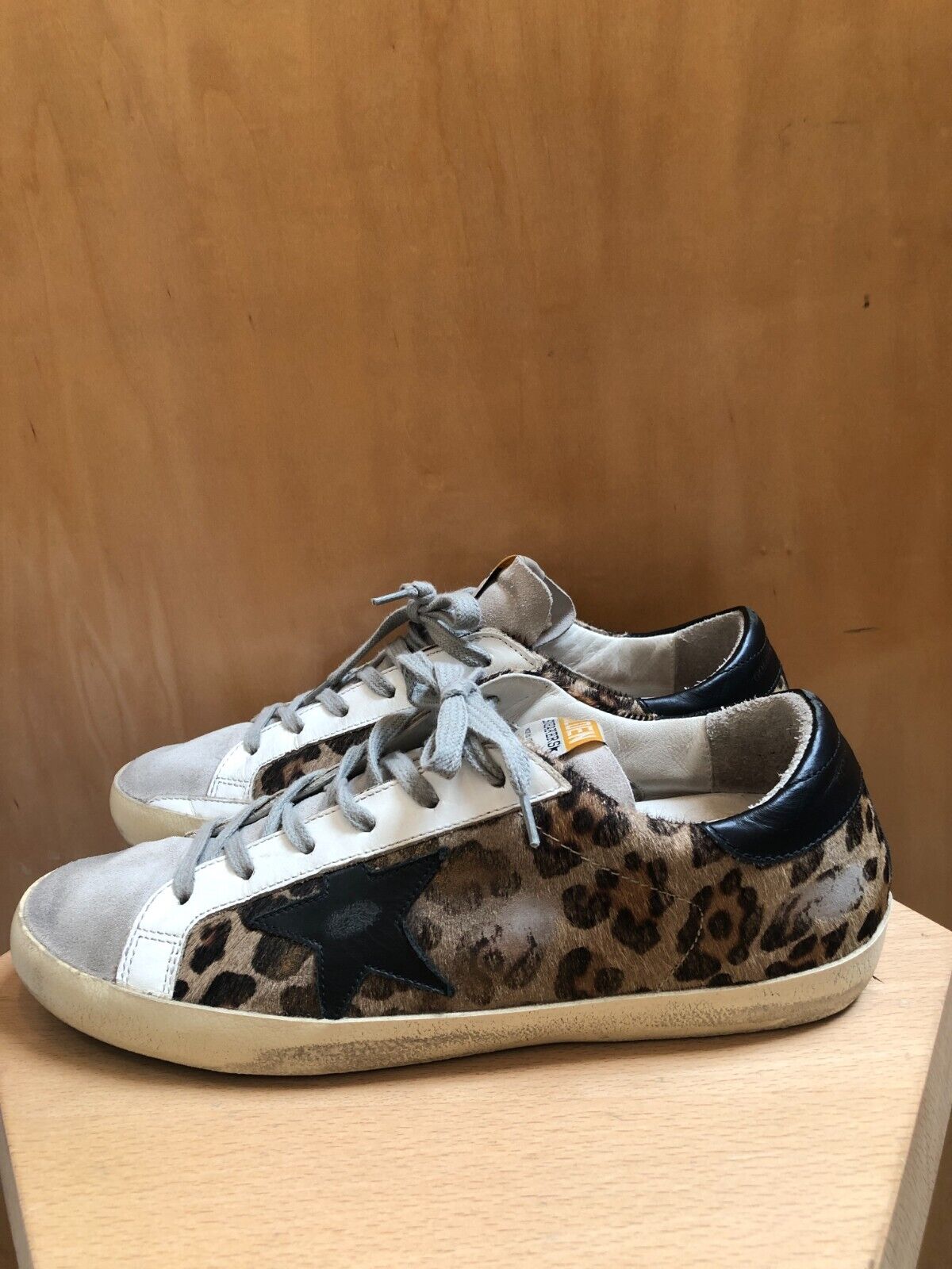 GOLDEN GOOSE Seastar Superstar Leopard Print Calf Pony Hair Leather Sneaker 40