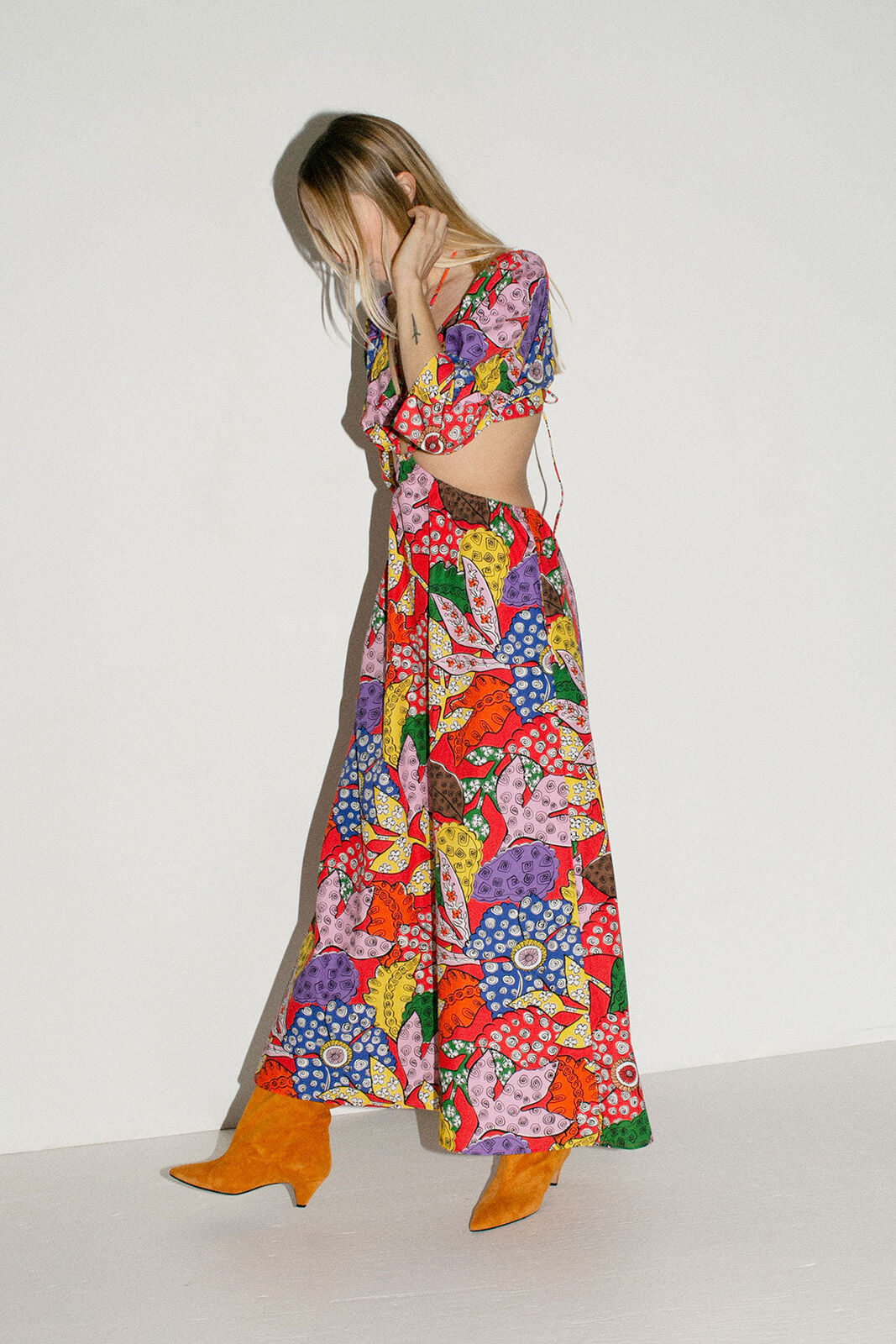 MARA HOFFMAN NWT 500 Shaina Banditta Red Multi Floral Print Cut Out Maxi Dress S