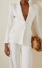 SERGIO HUDSON $1,100 White Crepe Tuxedo Strong Shoulder Single Breasted Blazer 0