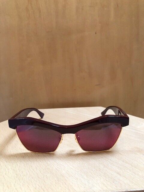 BOTTEGA VENETA BV1099S Maroon Red Burgundy Cat Eye Reflective Glasses Sunglasses