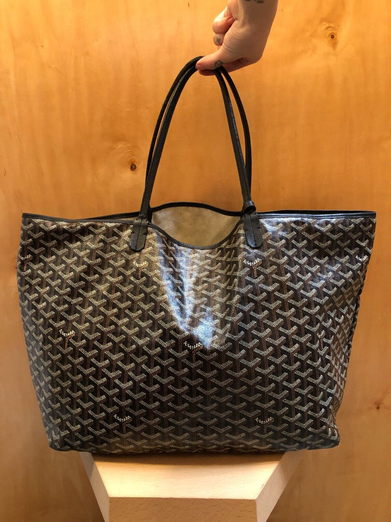 GOYARD Saint Louis GM Brown Black Canvas Monogram Print Large Tote Bag Purse