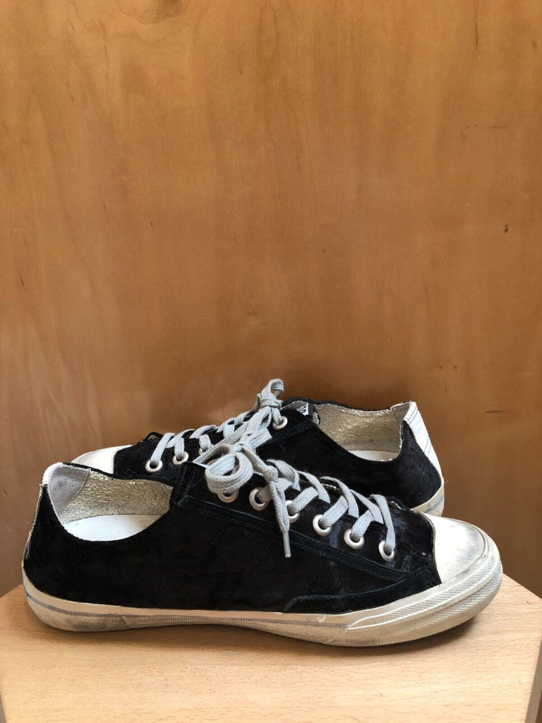 GOLDEN GOOSE V Star 2 Velvet Black White Low Top Womens Sneakers 40/10/9.5