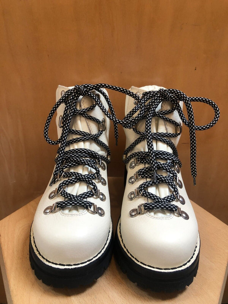 PROENZA SCHOULER White Leather Black Lug Sole Cord Ankle Combat Hiking Boot 37