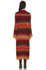 CHLOE Orange Red Orange Sunset Cashmere Stripe Knit Long Sleeve Maxi Dress XS