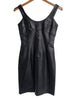 CLAUDE MONTANA Vtg 80s 90s Black Leather Sleeveless Bodycon Pencil Dress 38/6/4