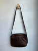 CHANEL Vintage Brown Leather Strap Chevron CC Logo Satchel Tassel Bag Purse