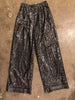 DOLCE & GABBANA Silver Sequin High Rise Wide Leg Silk Trouser Dress Pants 42/6