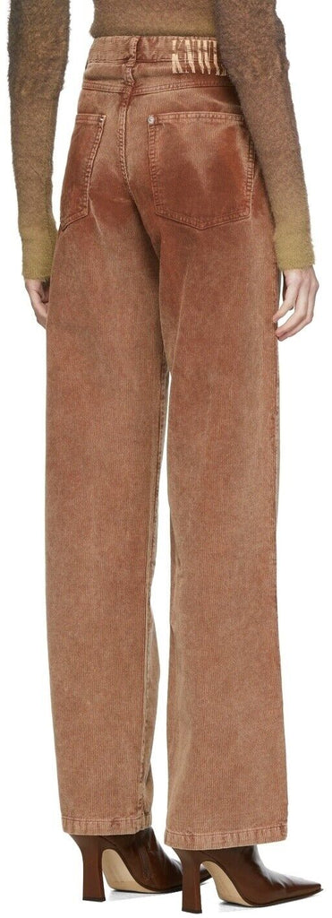 KNWLS $750 Issa Burgundy Brown Red Corduroy Straight Leg Jean Pant UK 6 / US 0/2