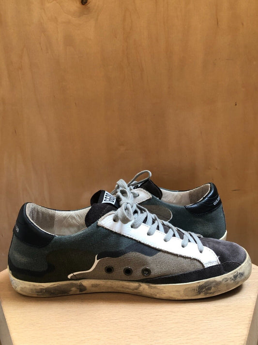GOLDEN GOOSE Seastar Superstar Camo Grey Green White Canvas Suede Sneaker 40
