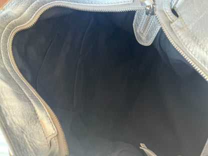 BALENCIAGA Velo Silver Motocycle Small Stud Leather Shoulder Tote Bag Purse