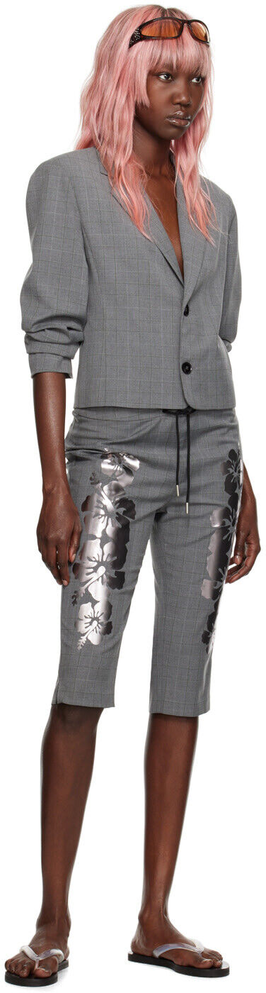 I'M SORRY BY PETRA COLLINS Mimi Wade Edition Gray Plaid Shorts Blazer Suit Set S