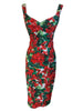 DOLCE & GABBANA D&G Portofino Red Flower Print Bustier Bodycon Knee Dress 40/4/2