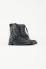 SAINT LAURENT Black Leather Silver Stud Buckle Combat Moto Biker Ankle Boot 40