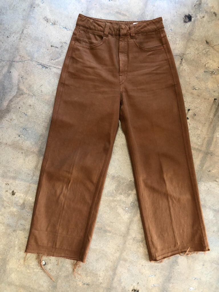 LEMAIRE $500 Cigar Brown High Waisted Womens Straight Leg Denim Pant Jeans 38/6