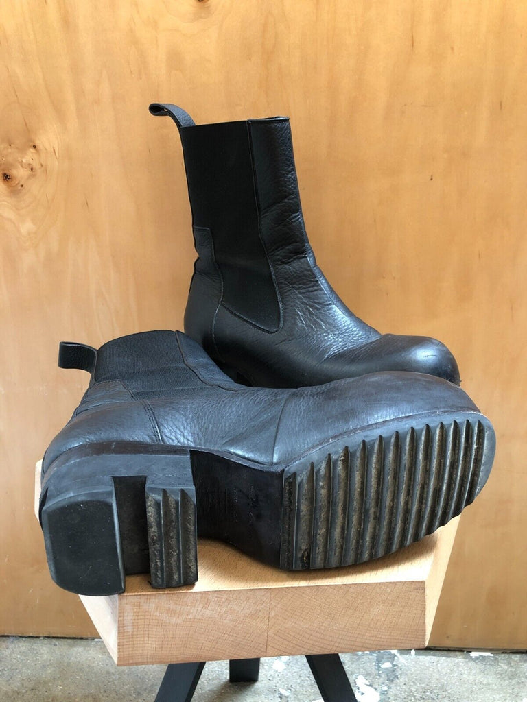 RICK OWENS Beatle Ballast 2021 Phlegethon Black Leather Ankle Calf Boot 38/8