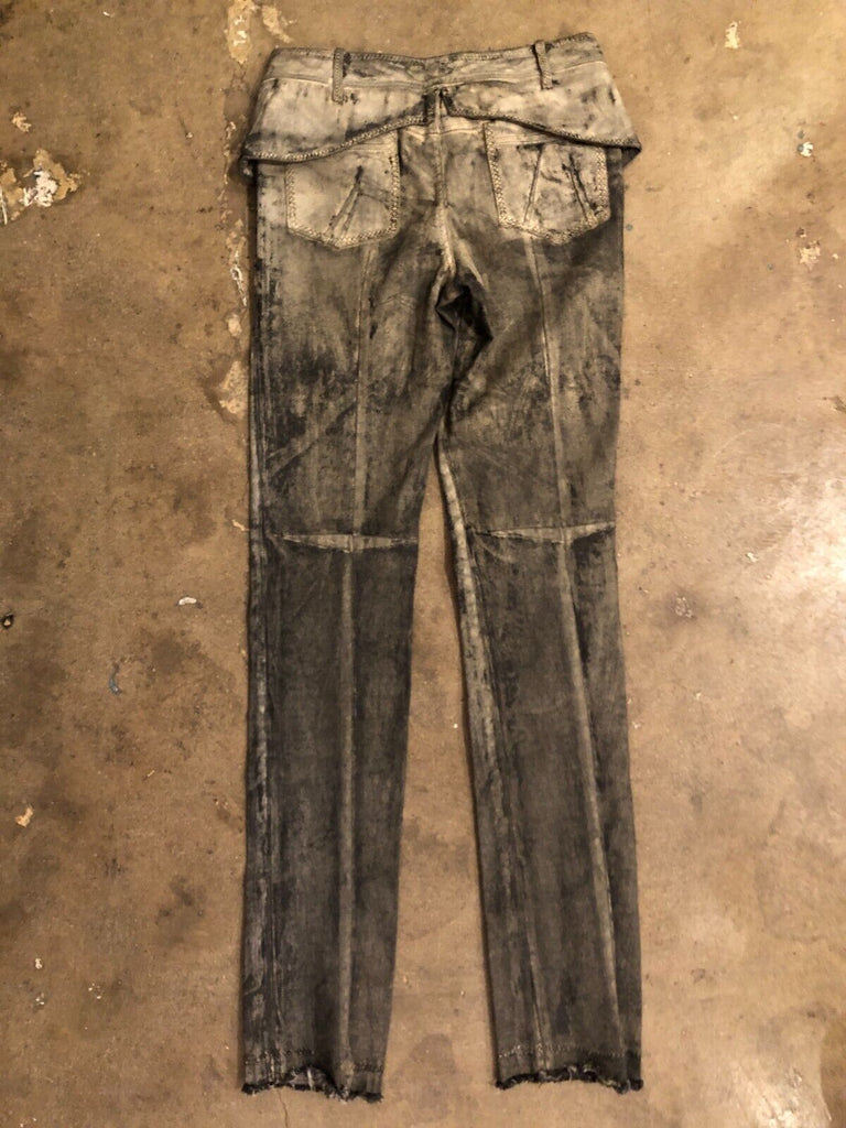 CHRISTIAN DIOR Vtg 2006 John Galliano Grey Paint Denim Flare Trouser Pant 38/6