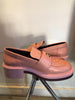 CHANEL Dark Pale Pink Lambskin Leather Quilted Turnlock Penny Oxford Loafers 37