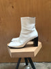 BALENCIAGA White Leather Square Toe Black Ankle Chunky Women Shoe Boot 40/10/9.5