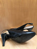 CHANEL Vtg Black Leather Patent Leather CC Cap Toe Slingback Pump Heel 37/7/6.5