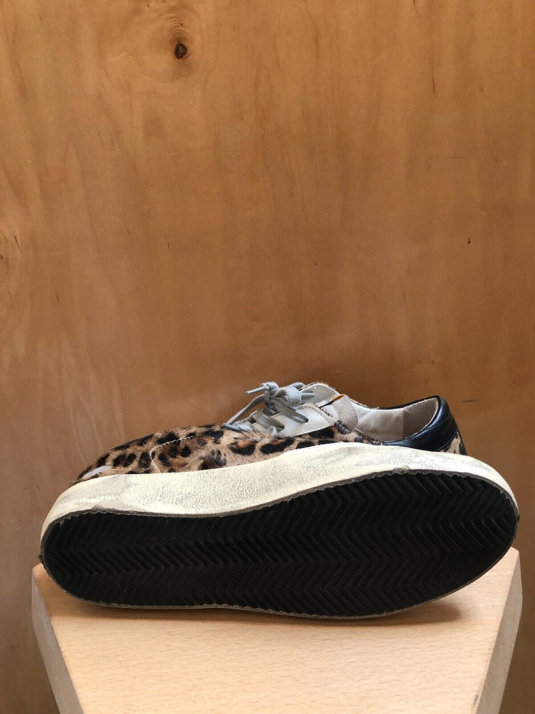 GOLDEN GOOSE Seastar Superstar Leopard Print Calf Pony Hair Leather Sneaker 40