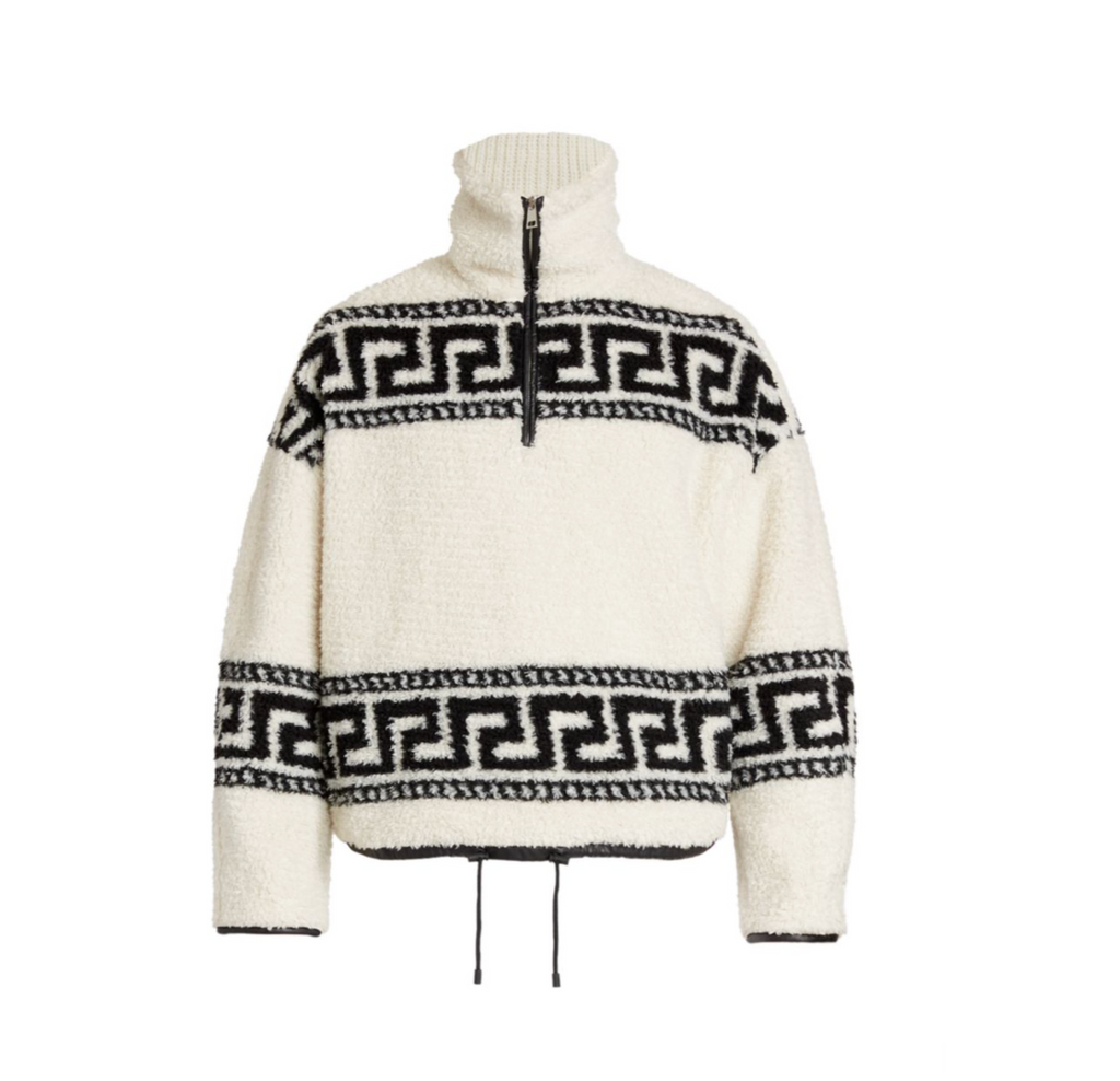 ISABEL MARANT Garno White Black Aztec Zip Fleece Shearling Sweater Jacket 38/6