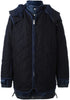 SACAI Mens Dark Blue Layered Quilted Puffer Hooded Wool Nylon Down Jacket Coat 3