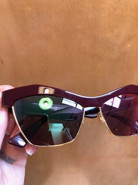 BOTTEGA VENETA BV1099S Maroon Red Burgundy Cat Eye Reflective Glasses Sunglasses