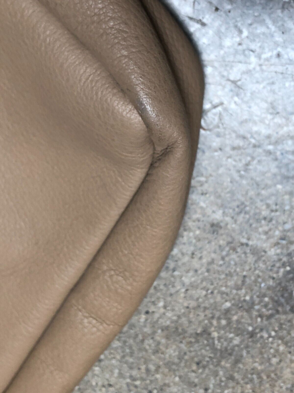 ARE STUDIO Nude Beige Pebbled Leather Scrunch Drawstring Bucket Shoulder Tote