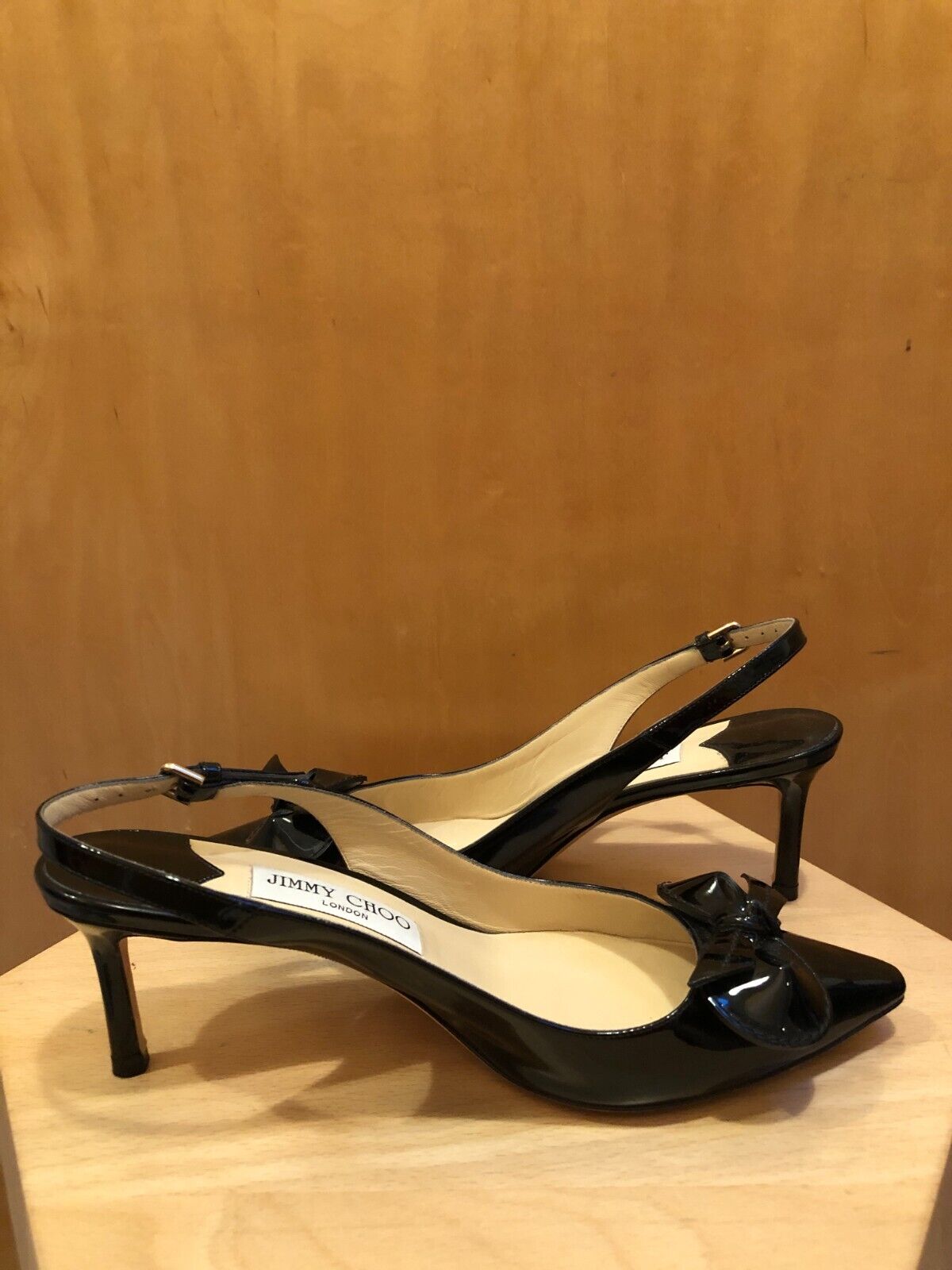 JIMMY CHOO PAT Patent Leather Black 37½ Bing Pump Flat|Black Patent Leather Flats| JIMMY CHOO