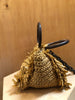 CAROLINA SANTO DOMINGO  Raffia Straw Tan Brown Marbled Acrylic Chain Bag Purse