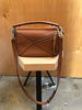 LOEWE $3500 Puzzle Small Brown Camel Tan Leather Patchwork Shoulder Bag Purse