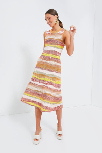 ULLA JOHNSON NWT $700 Gaia Agate Multicolor Knit Sleeveless Midi Dress P/XS