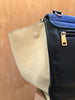 CELINE	Trapeze Cobalt Blue Beige Black Suede Leather Colorblock Bag Purse