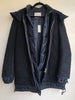 SACAI Mens Dark Blue Layered Quilted Puffer Hooded Wool Nylon Down Jacket Coat 3