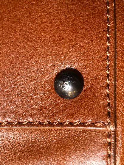 FENDI Peekaboo Iconic Medium Brown Camel Copper Leather Shoulder Bag Purse