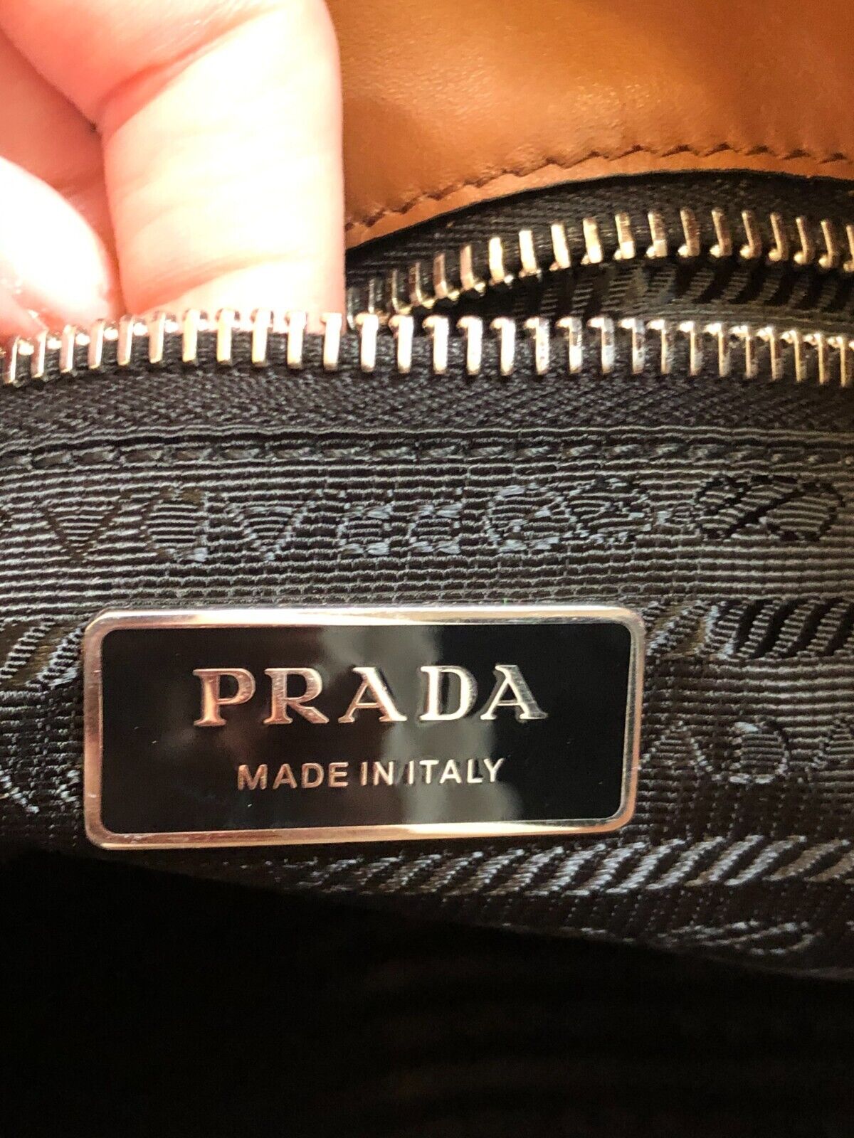 PRADA 2023 $1900 Softy Brown Triangle Logo Medium Leather Shopper Tote Bag Purse