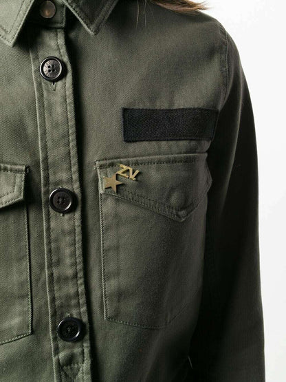 ZADIG & VOLTAIRE Tackl Military Army Green Embellished Utility Shirt Jacket L