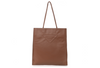 PRADA 2023 $1900 Softy Brown Triangle Logo Medium Leather Shopper Tote Bag Purse